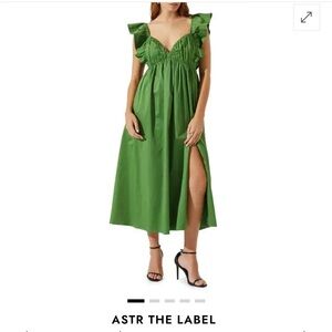 Green Ruffle Strap Sundress